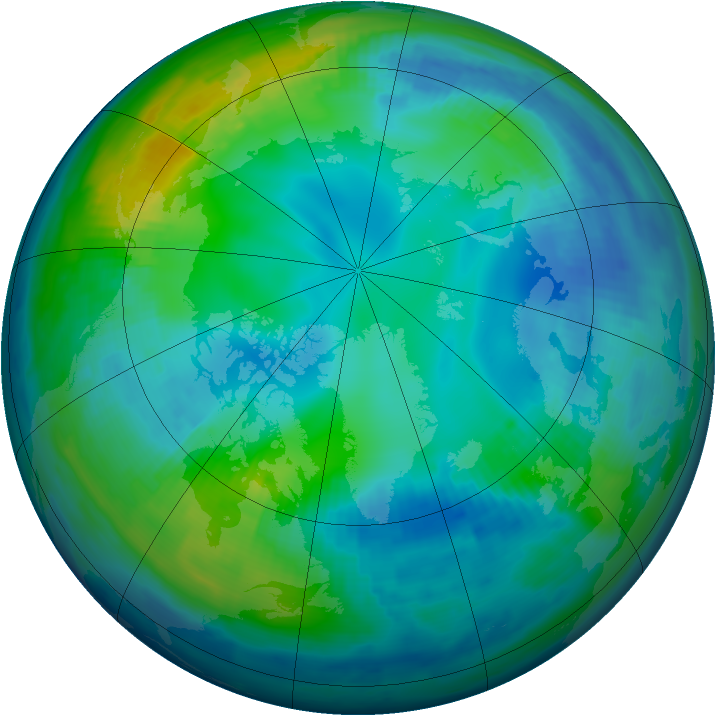 Arctic ozone map for 12 November 1997